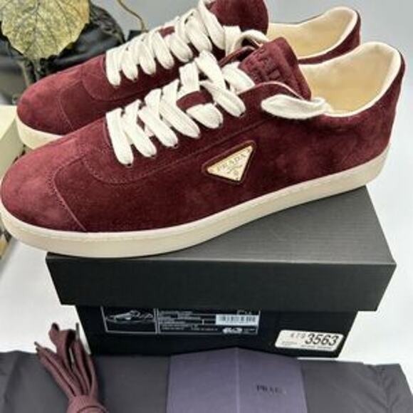 Men's Prada triangle logo suede sneakers size 8.5 US made in Italy - Picture 5 of 16